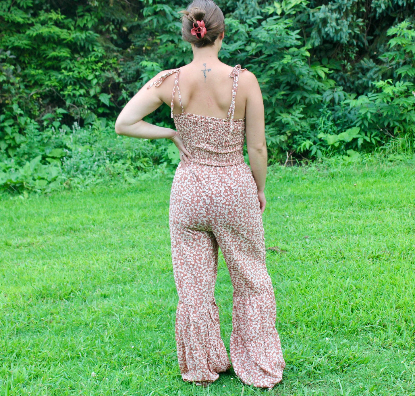 Floral Bell Bottom Jumpsuit - Rugged Wrangler