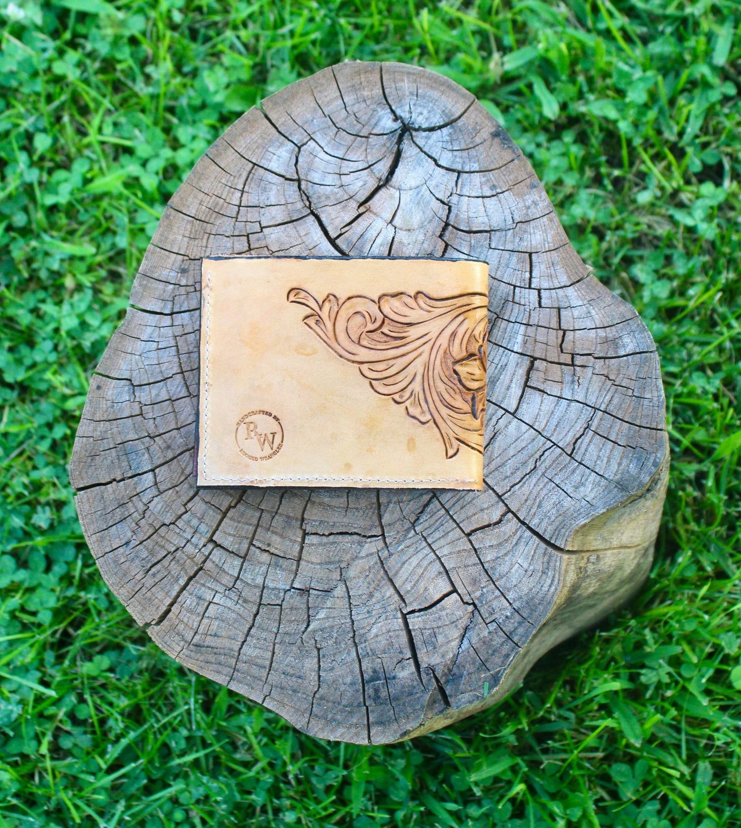 Hand-Tooled Floral Western Mens Wallet - My Store
