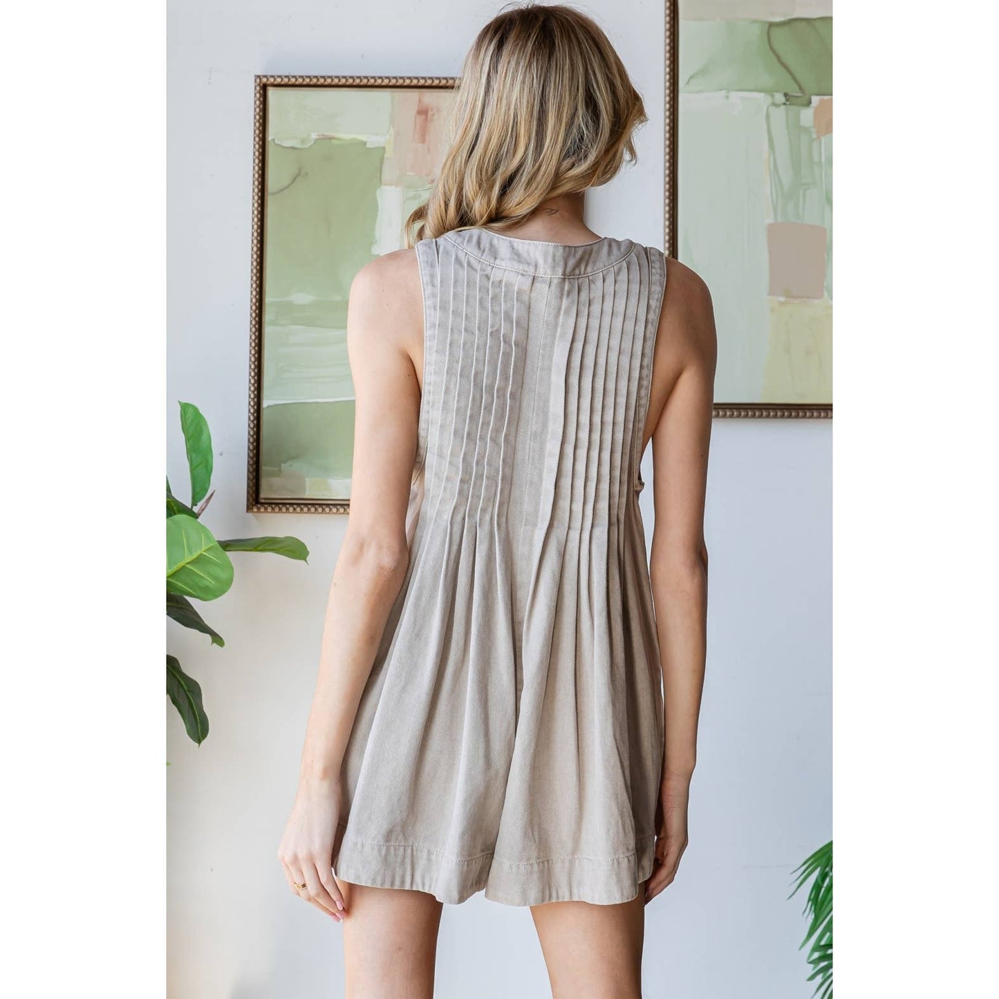 V-neck Sleeveless Denim Short Romper - My Store