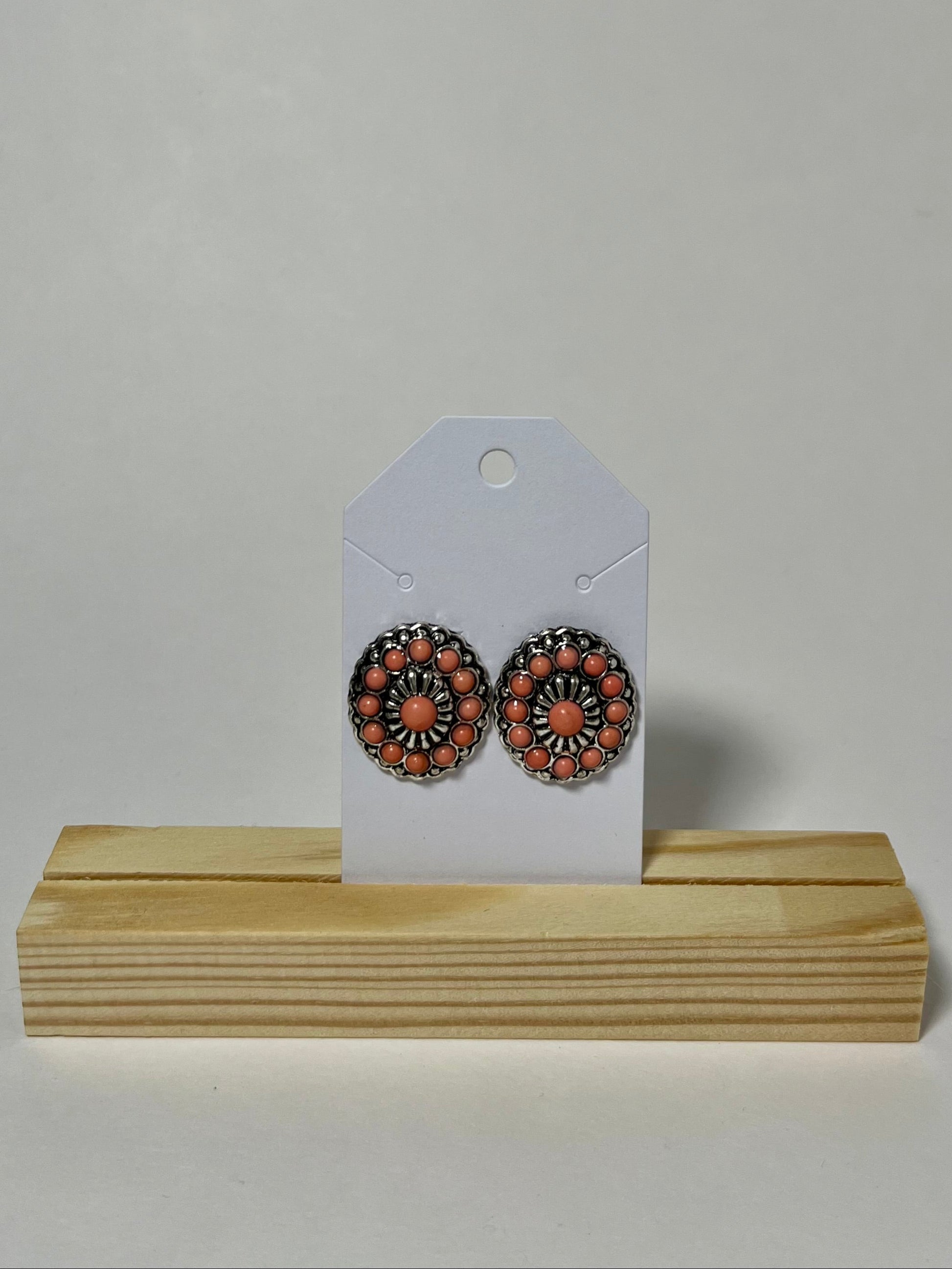 Orange Semi Stone Coche Earrings