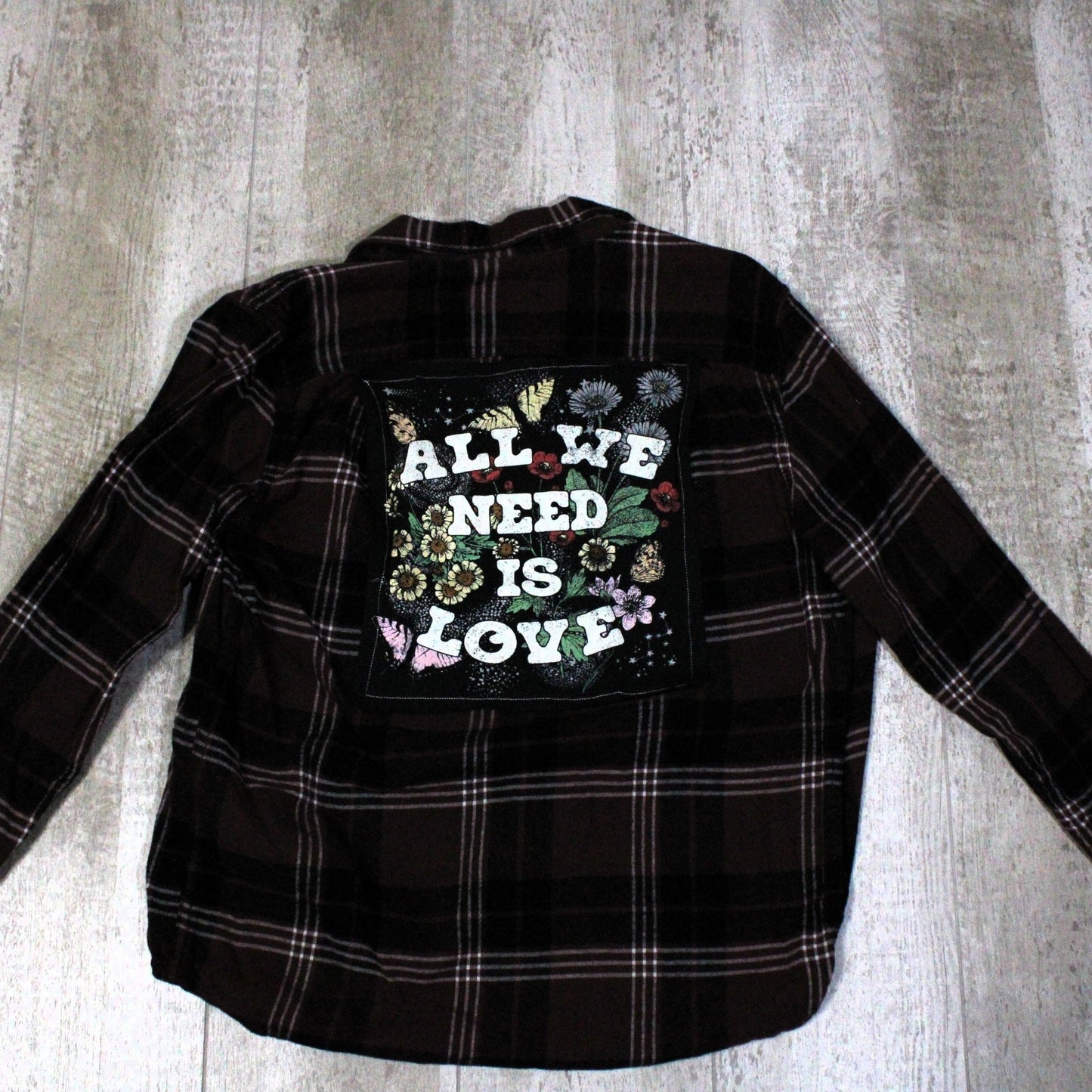 Beatles Themed Upcycled Graphic Flannel - Rugged Wrangler