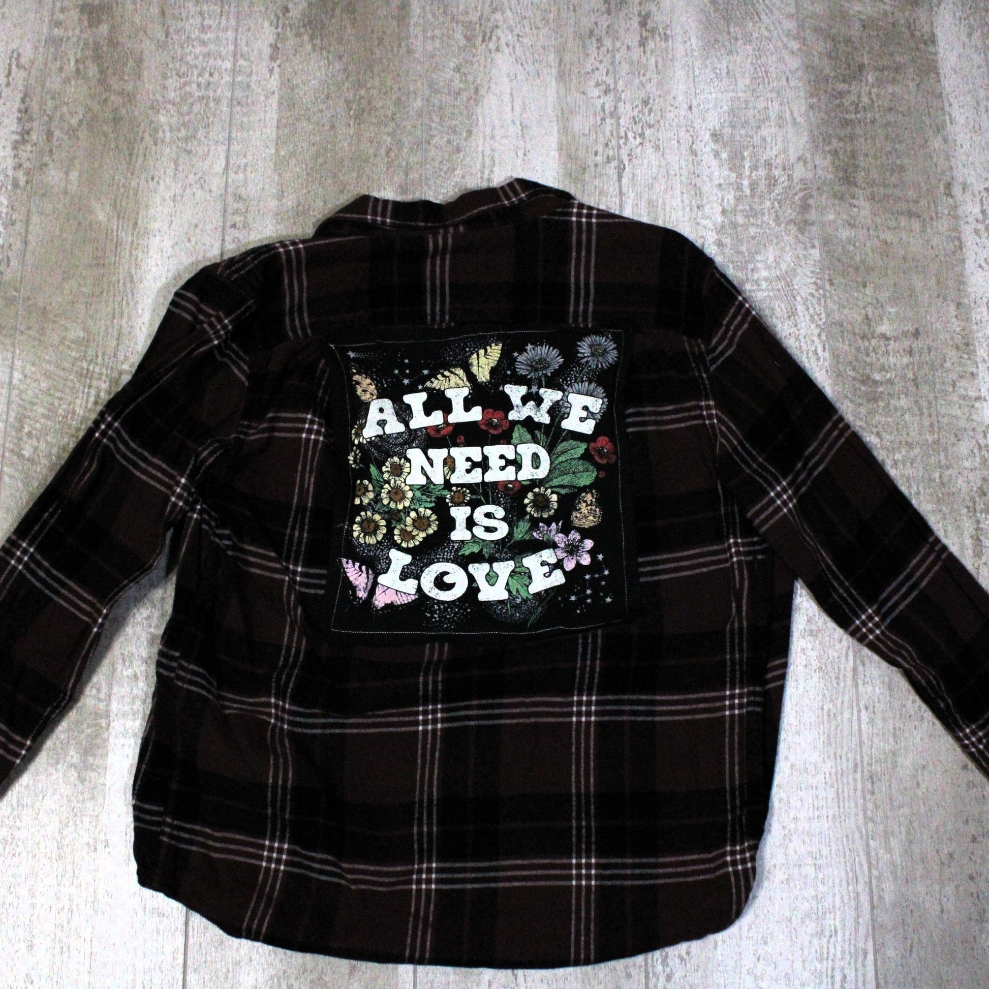 Beatles Themed Upcycled Graphic Flannel - Rugged Wrangler