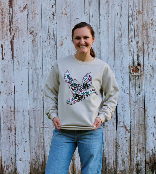 Camo Mallard Duck Hunting Sequins Patch Sweatshirt - Rugged Wrangler