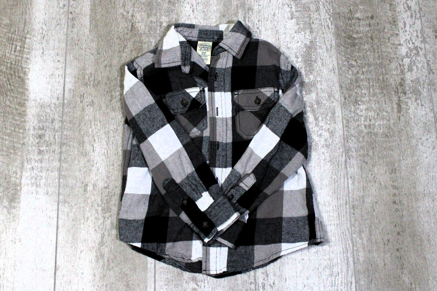 Camping Upcycled Kids Graphic Flannel - Rugged Wrangler