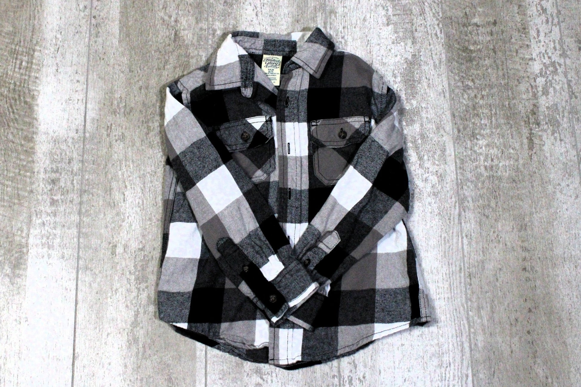 Camping Upcycled Kids Graphic Flannel - Rugged Wrangler