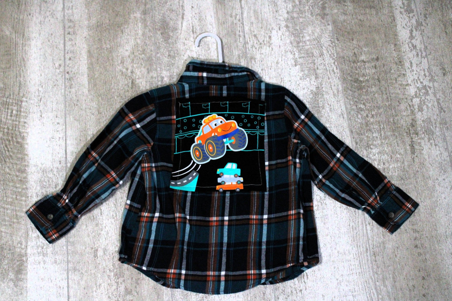 Cars Upcycled Kids Graphic Flannel - Rugged Wrangler