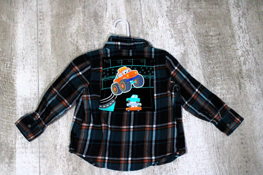 Cars Upcycled Kids Graphic Flannel - Rugged Wrangler