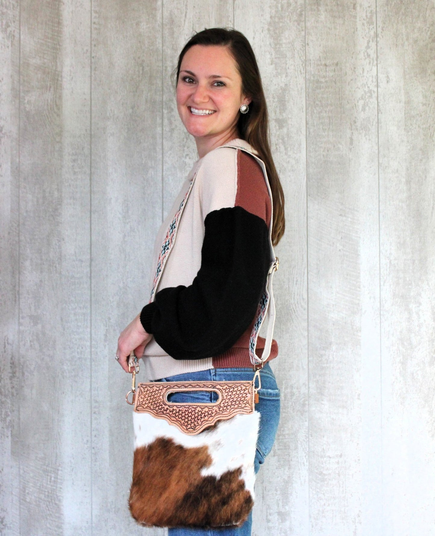 Cowhide Two Sided Crossbody - Rugged Wrangler