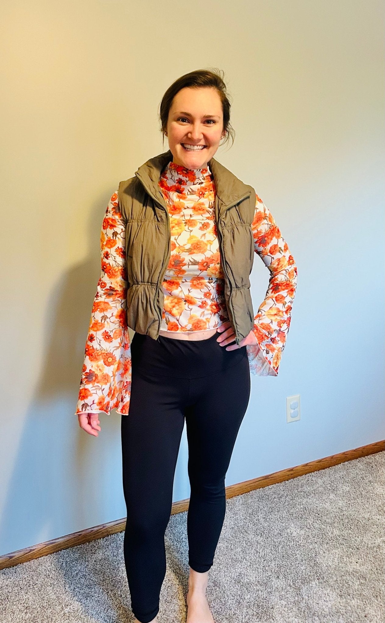 Floral Printed Bell Sleeve Blouse - My Store