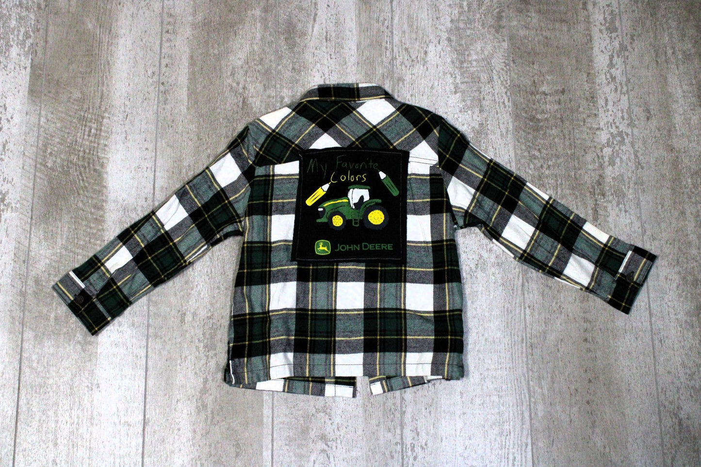 John Deere Tractor Upcycled Kids Graphic Flannel - Rugged Wrangler