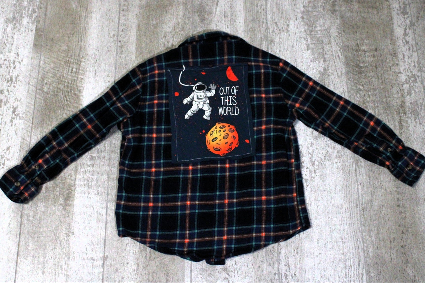 Out Of This World Upcycled Kids Graphic Flannel - Rugged Wrangler