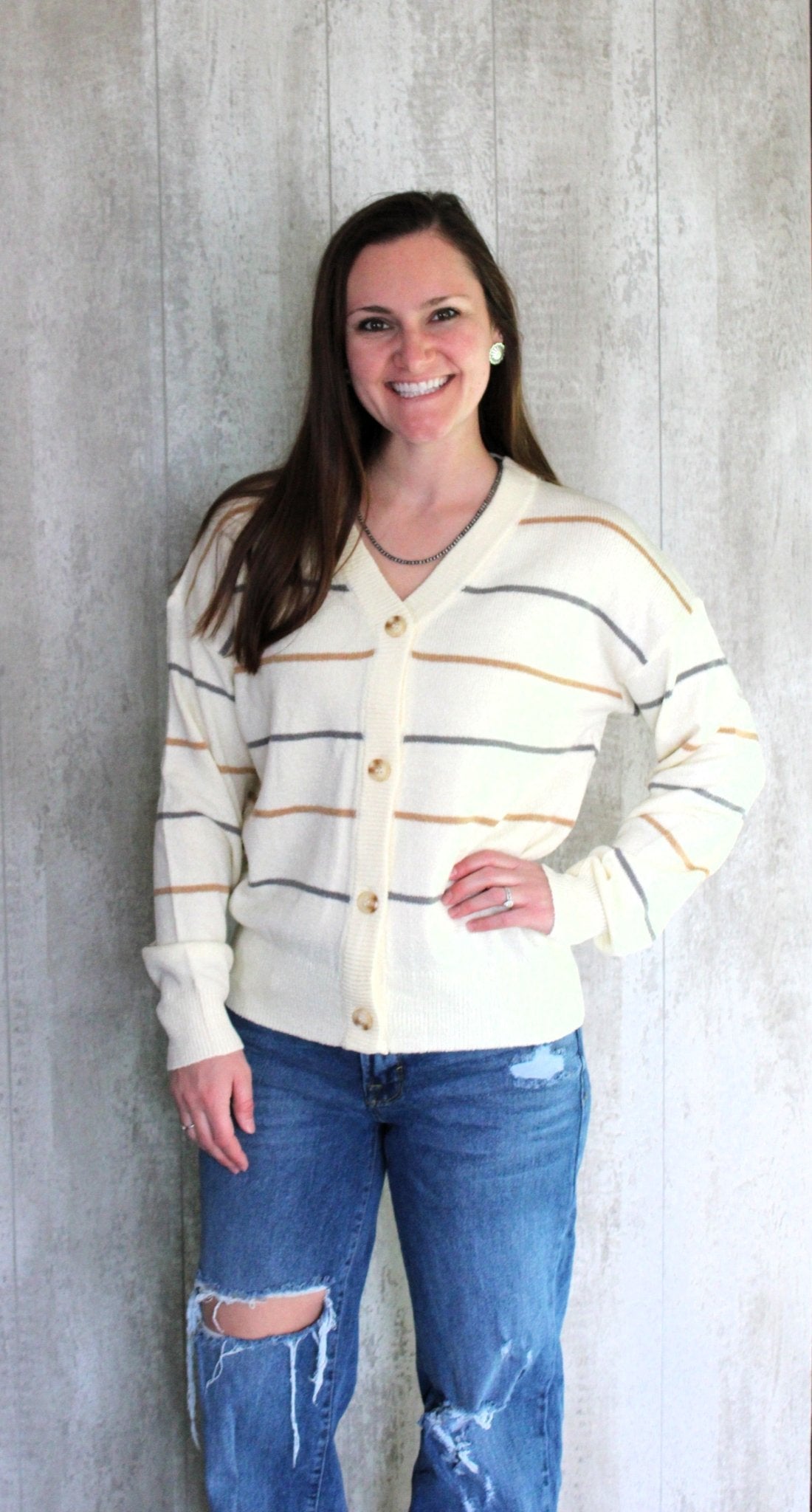 Striped Cardigan Sweater - Rugged Wrangler