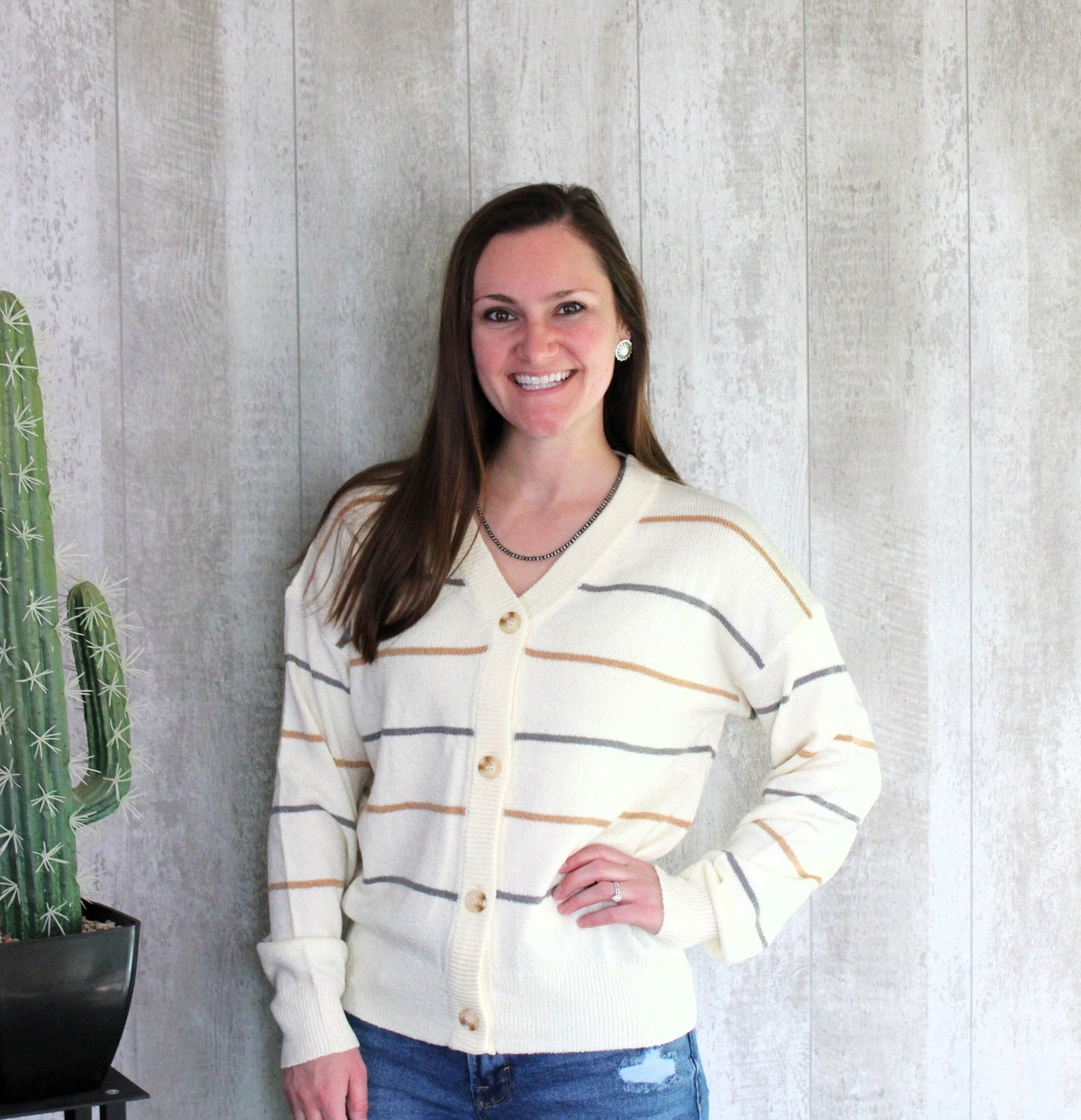 Striped Cardigan Sweater - Rugged Wrangler