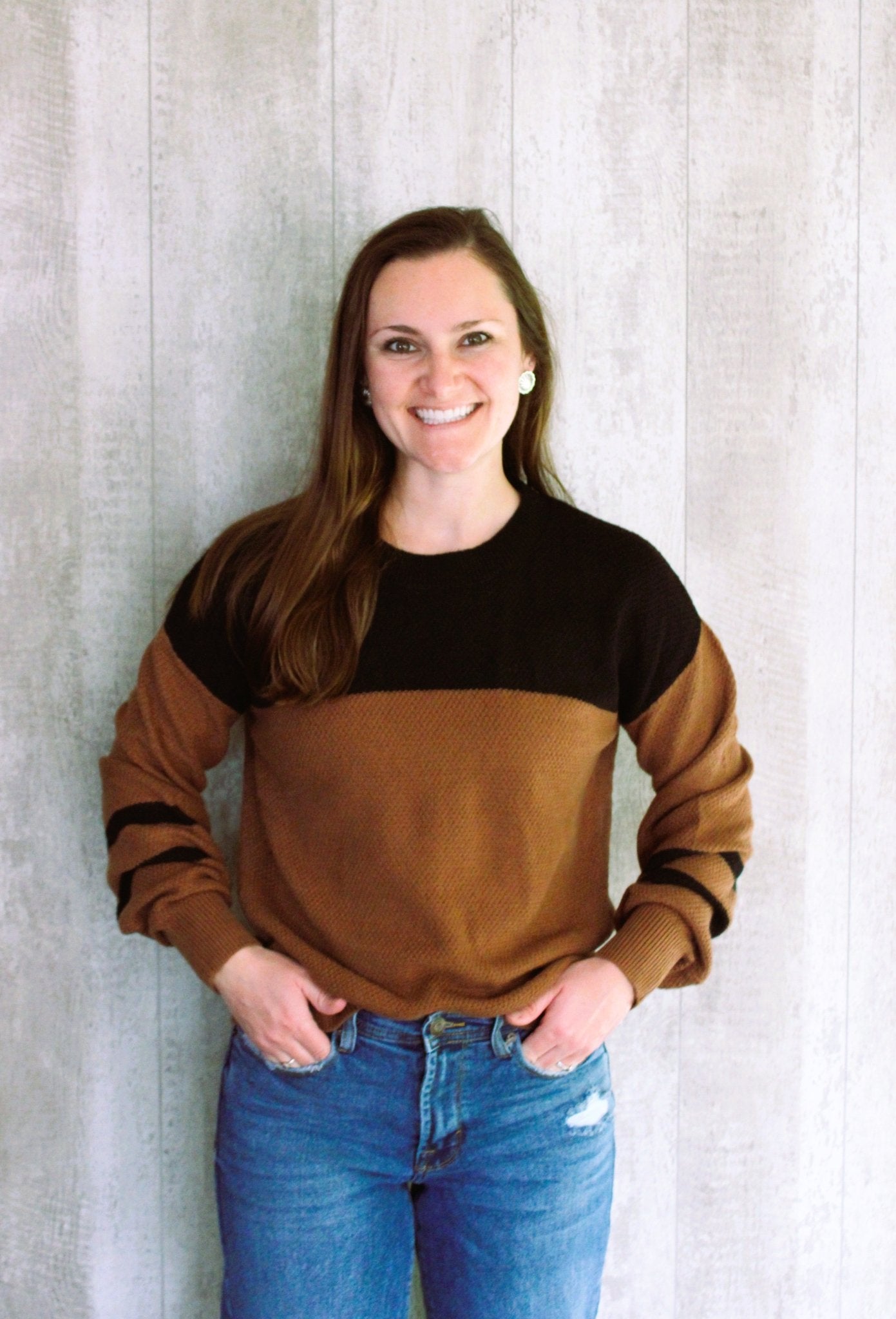 Striped Sleeve Casual Sweater - Rugged Wrangler