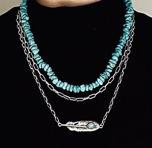 Turquoise & Silver multi-layer necklace - My Store