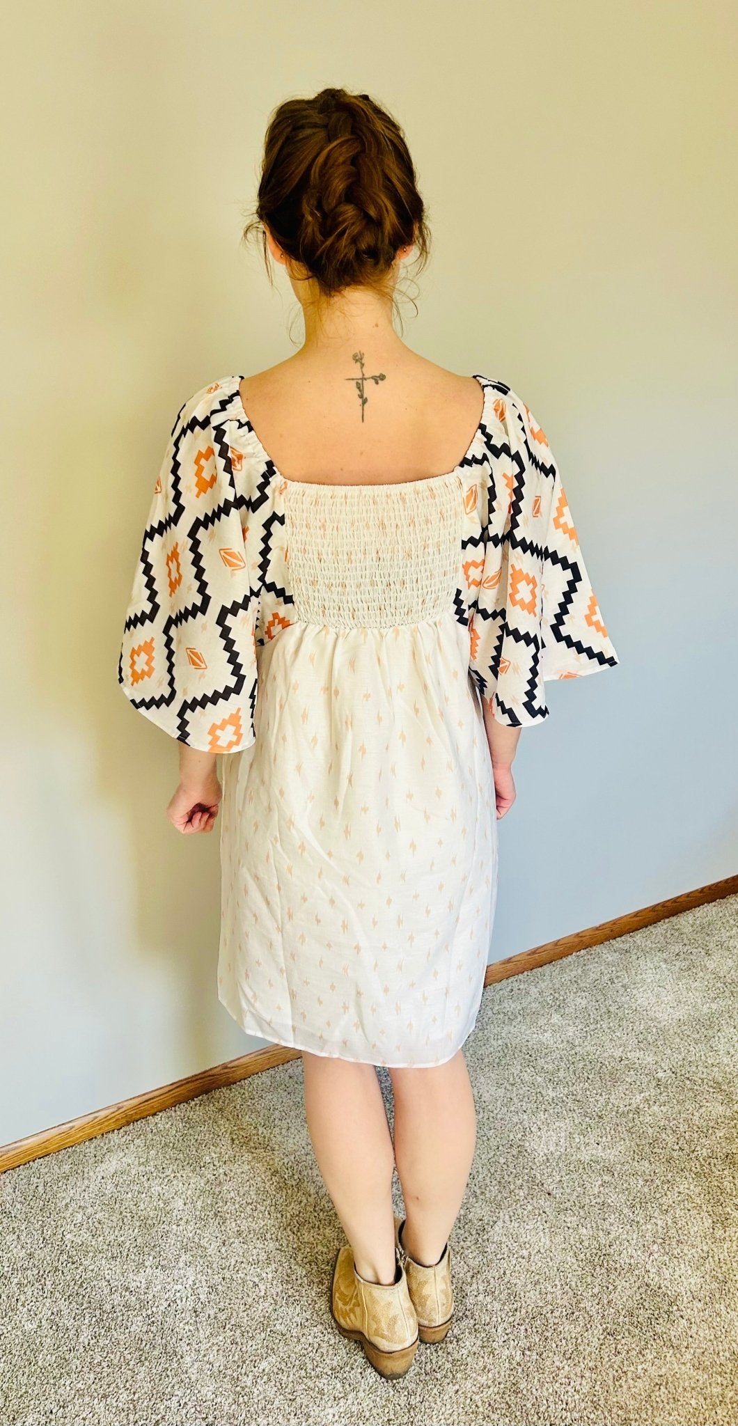 Western Aztec Pleated Mini Dress - My Store